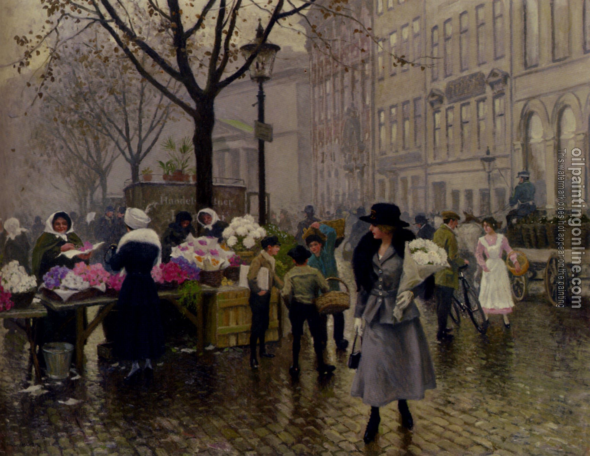 Paul Gustave Fischer - Fischer Paul Gustave The Flower Market Copenhagen